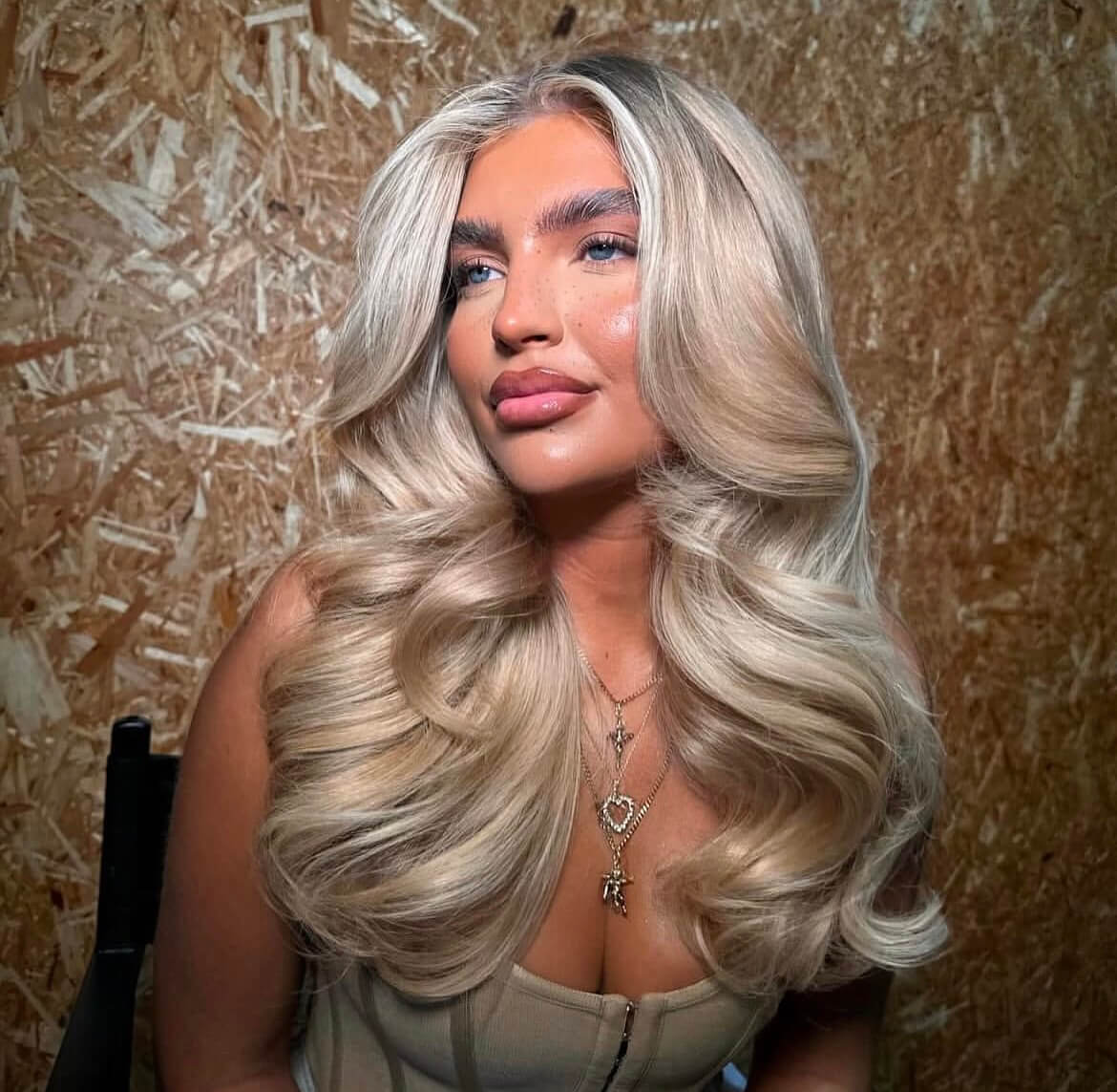 Blonde Extensions Styled with Perfect Curls