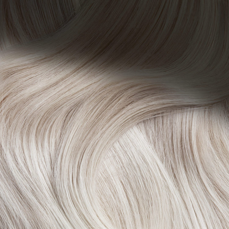 SEAMLESS® Flat Weft 18 Inches - SWAY Hair Extensions Rooted-Pure-Platinum-R2-60A Natural SEAMLESS® Flat Weft 18 Inches extensions. Thin, flexible, and discreet. 100% Double Drawn Remy Human Hair. Versatile and reusable