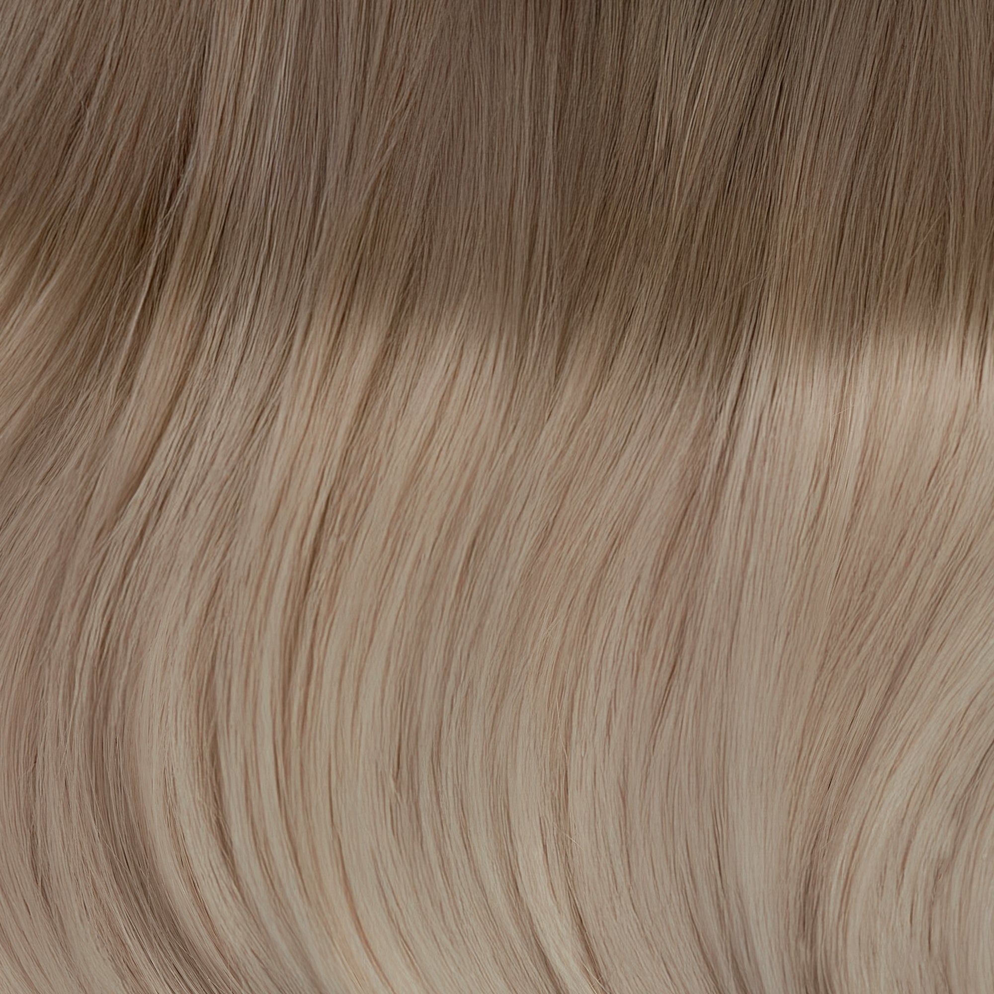 Shade Swatches - SWAY Hair Extensions - Thin, flexible, and discreet. 100% Double Drawn Remy Human Hair. Versatile and reusable. Shade - ROOTED CHAMPAGNE CHESTNUT