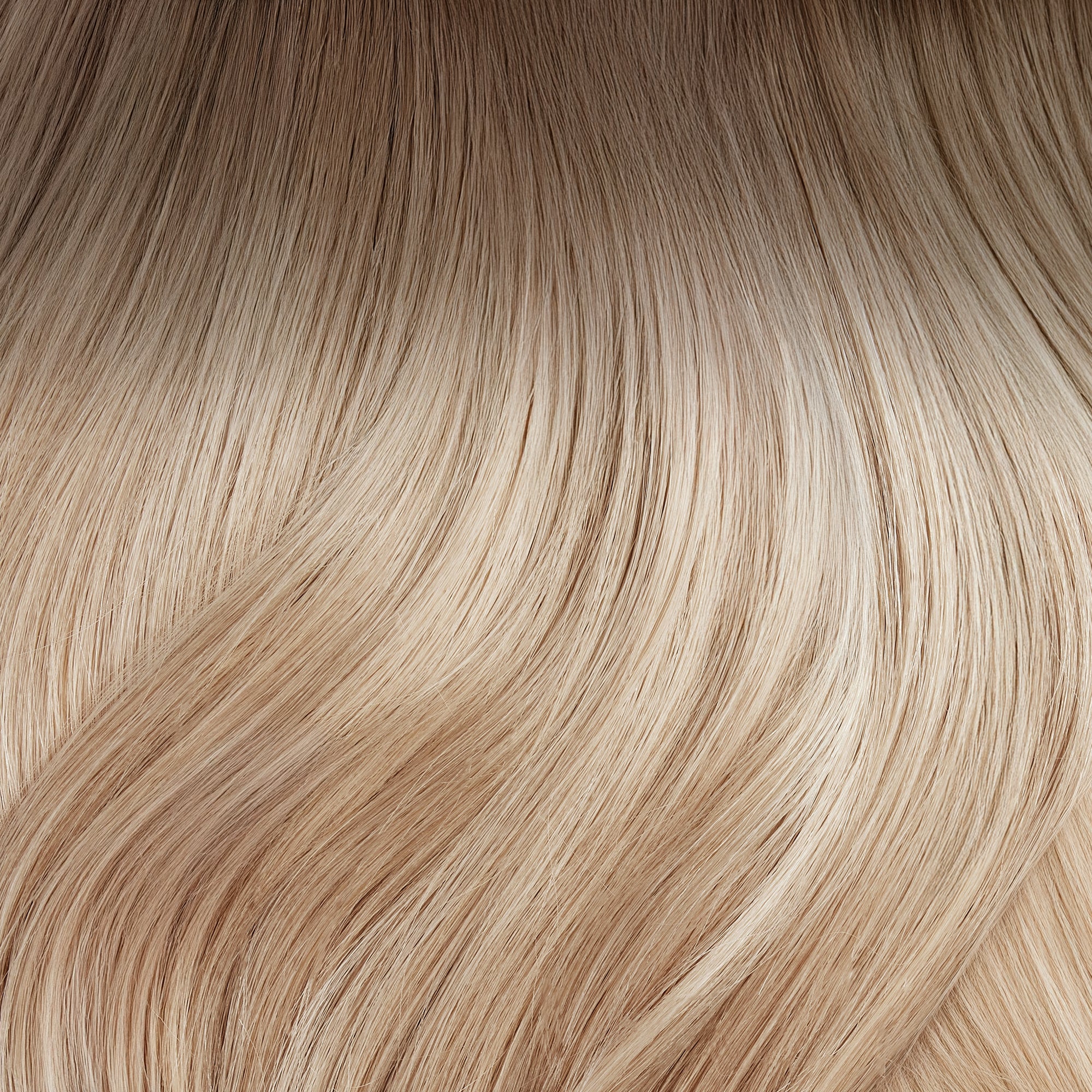 Shade Swatches - SWAY Hair Extensions - Thin, flexible, and discreet. 100% Double Drawn Remy Human Hair. Versatile and reusable. Shade - ROOTED BEACH BLONDE