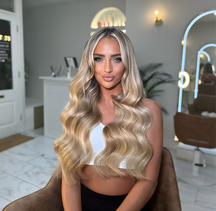 SWAY Hair Extensions Model Showcasing SWAY Hair Extensions