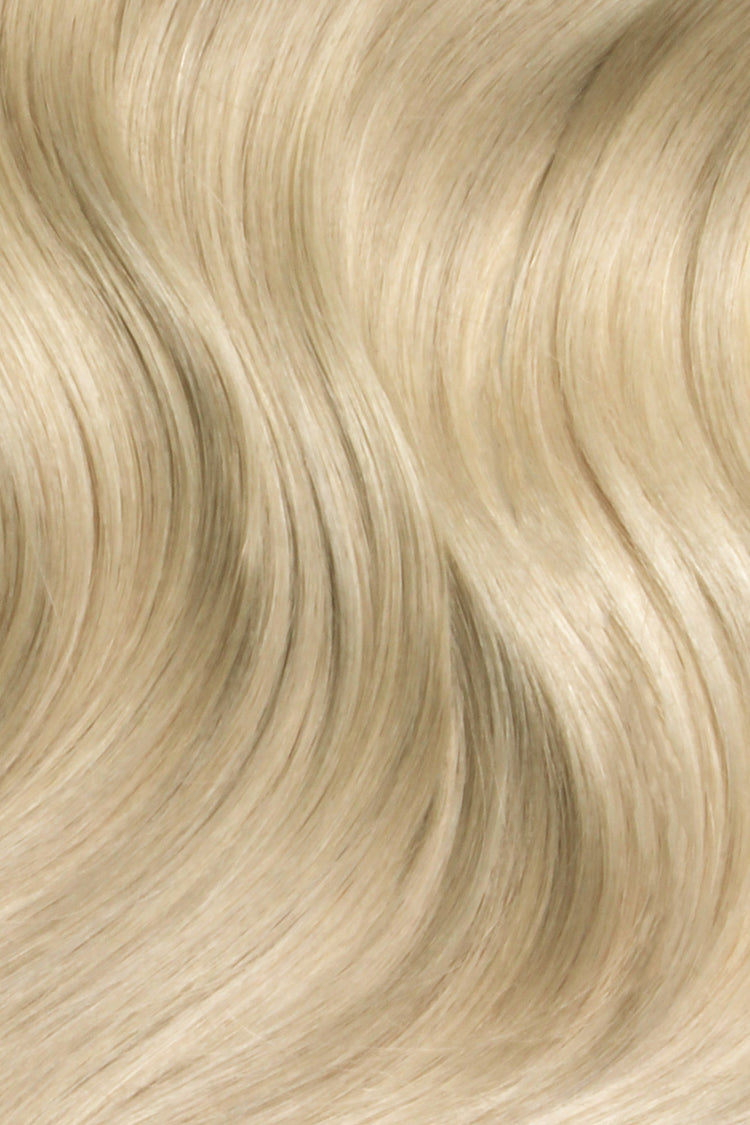 Shade Swatches - SWAY Hair Extensions - Thin, flexible, and discreet. 100% Double Drawn Remy Human Hair. Versatile and reusable. Shade - HOLLYWOOD ASH BLONDE