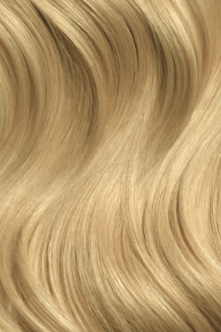 Shade Swatches - SWAY Hair Extensions - Thin, flexible, and discreet. 100% Double Drawn Remy Human Hair. Versatile and reusable. Shade - HOLLYWOOD BLONDE