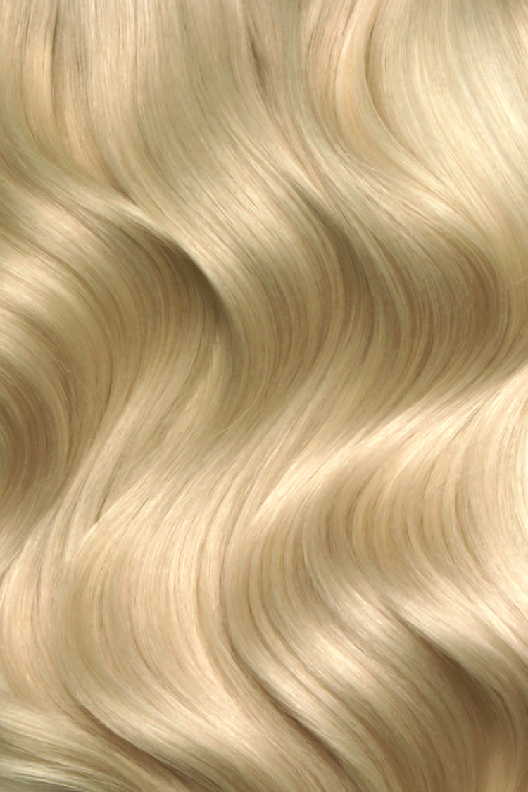 Shade Swatches - SWAY Hair Extensions - Thin, flexible, and discreet. 100% Double Drawn Remy Human Hair. Versatile and reusable. Shade - LA BLONDE