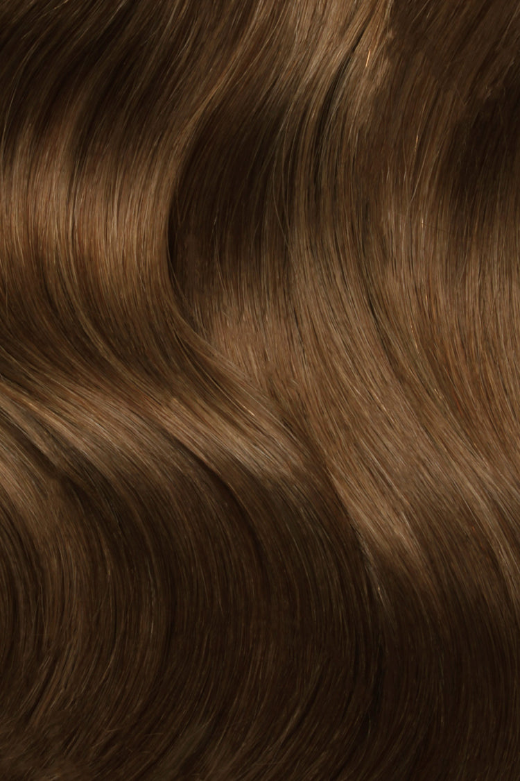 Shade Swatches - SWAY Hair Extensions - Thin, flexible, and discreet. 100% Double Drawn Remy Human Hair. Versatile and reusable. Shade - CHESTNUT BROWN