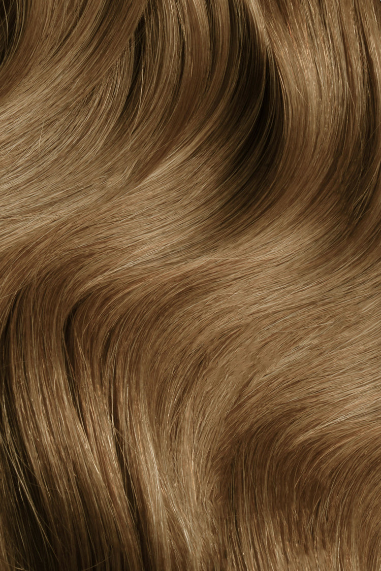 Shade Swatches - SWAY Hair Extensions - Thin, flexible, and discreet. 100% Double Drawn Remy Human Hair. Versatile and reusable. Shade - CAPPUCCINO