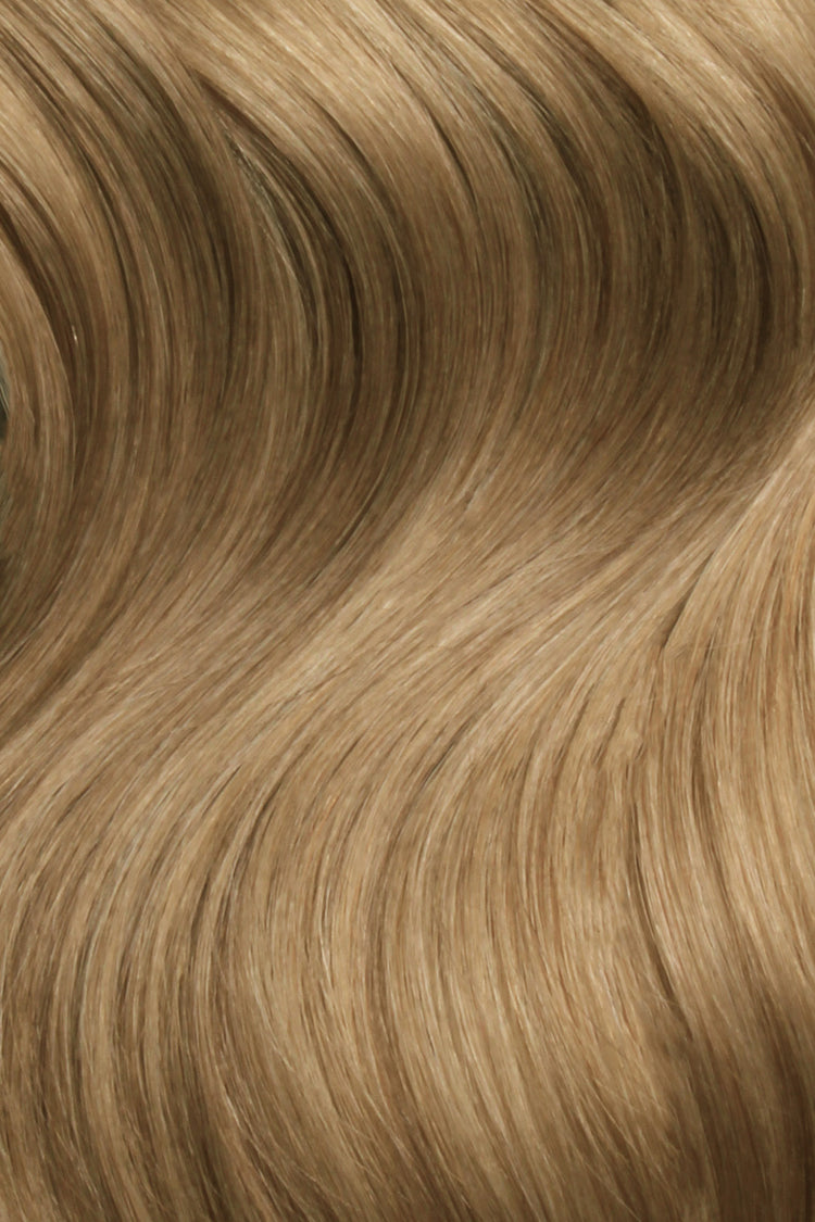 Shade Swatches - SWAY Hair Extensions - Thin, flexible, and discreet. 100% Double Drawn Remy Human Hair. Versatile and reusable. Shade - CHAMPAGNE CHESTNUT