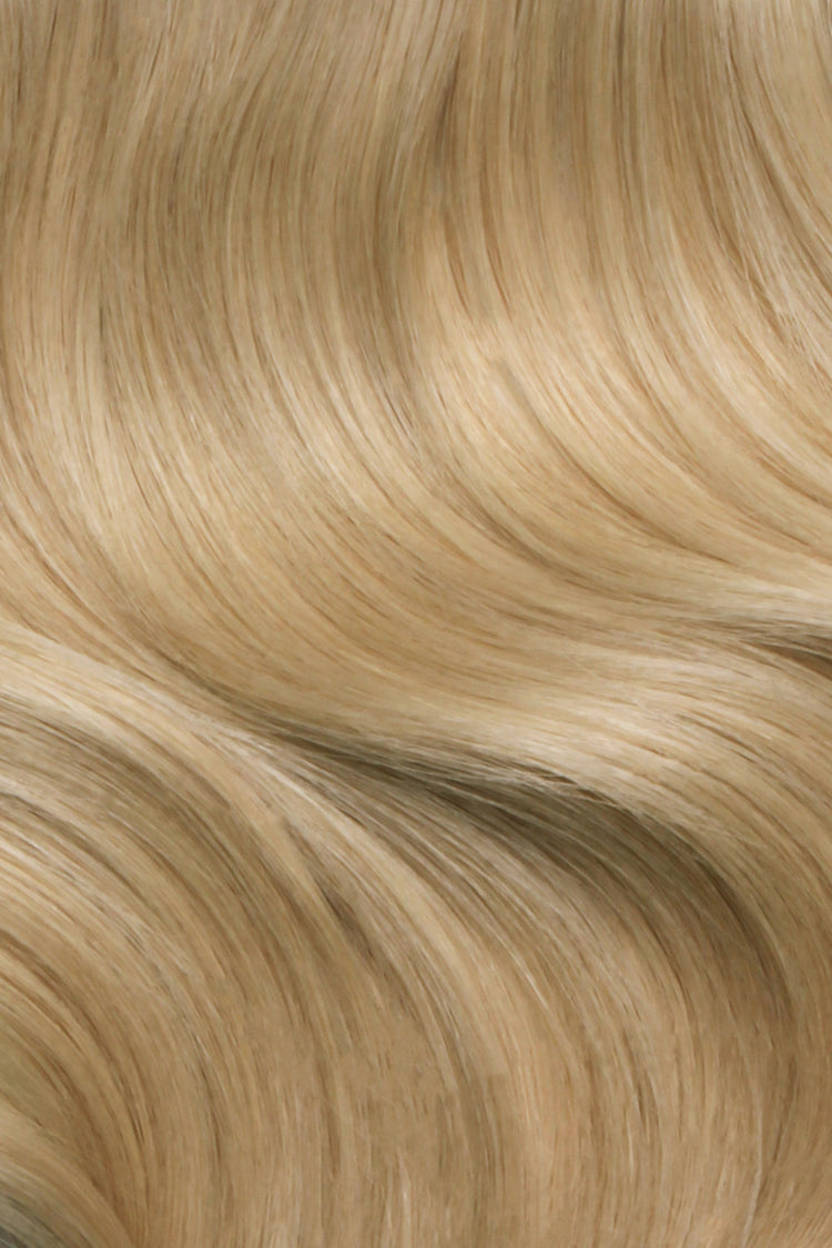 Shade Swatches - SWAY Hair Extensions - Thin, flexible, and discreet. 100% Double Drawn Remy Human Hair. Versatile and reusable. Shade - BEACH ASH BLONDE