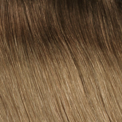 Nano Bonds 20 Inches - SWAY Hair Extensions Rooted-Champagne-Chestnut-R5-8-22 Ultra-fine, invisible bonds for a flawless, natural look. 100% Remy Human hair, lightweight and versatile. Reusable and perfect for individual or salon use.