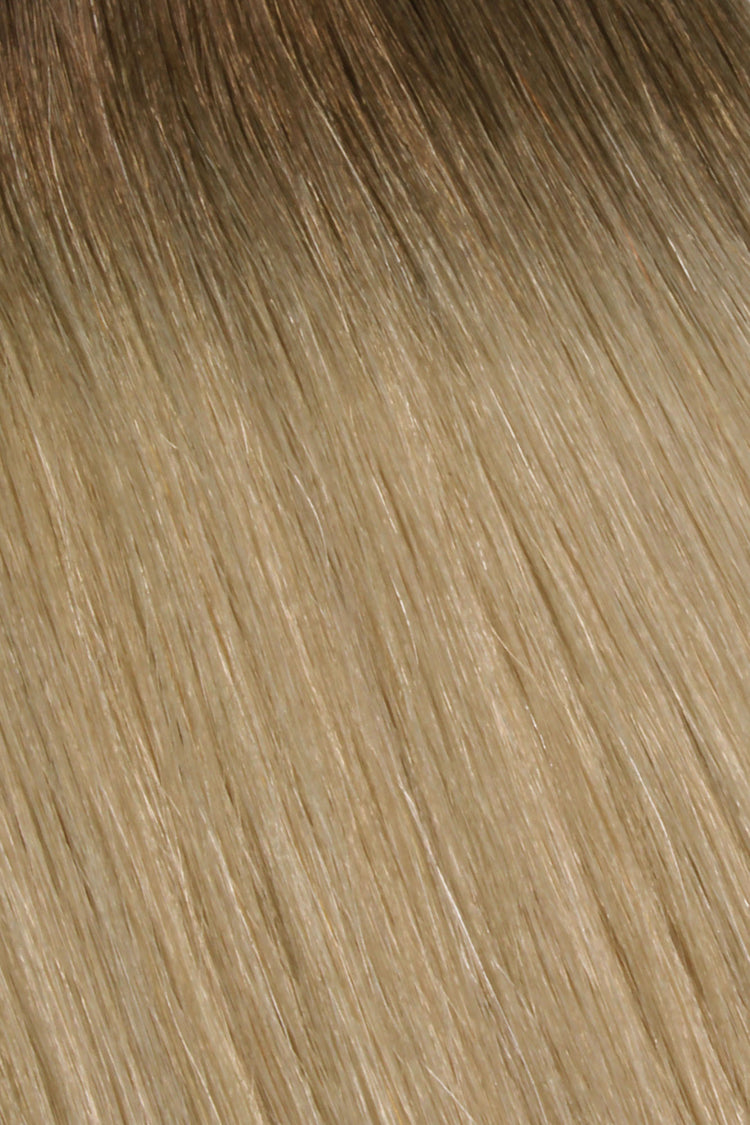SEAMLESS® Flat Weft 18 Inches - SWAY Hair Extensions Rooted-Beach-Ash-Blonde-R5-9-613 Natural SEAMLESS® Flat Weft 18 Inches extensions. Thin, flexible, and discreet. 100% Double Drawn Remy Human Hair. Versatile and reusable